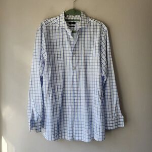 Hugo Boss Men's "Sharp" Fit Plaid Button Down Dress Shirt Size 17.5 34/35